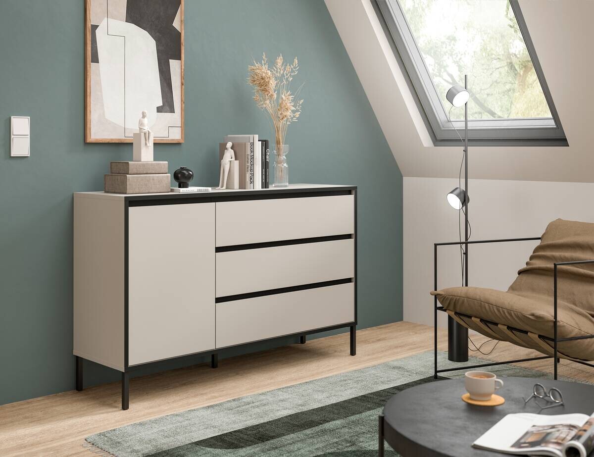 Sideboard Tron Kaschmirgrau Nachbildung schwarz B/H/T: ca. 136x83x38 cm