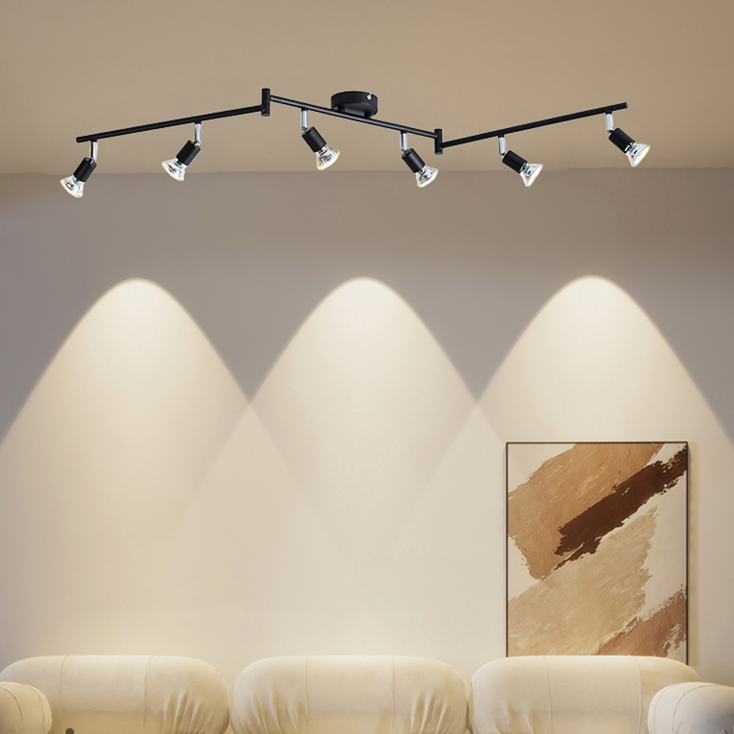 POCOline Spotbalken Boris schwarz B/H/L: ca. 120x9x10 cm 6 Brennstellen