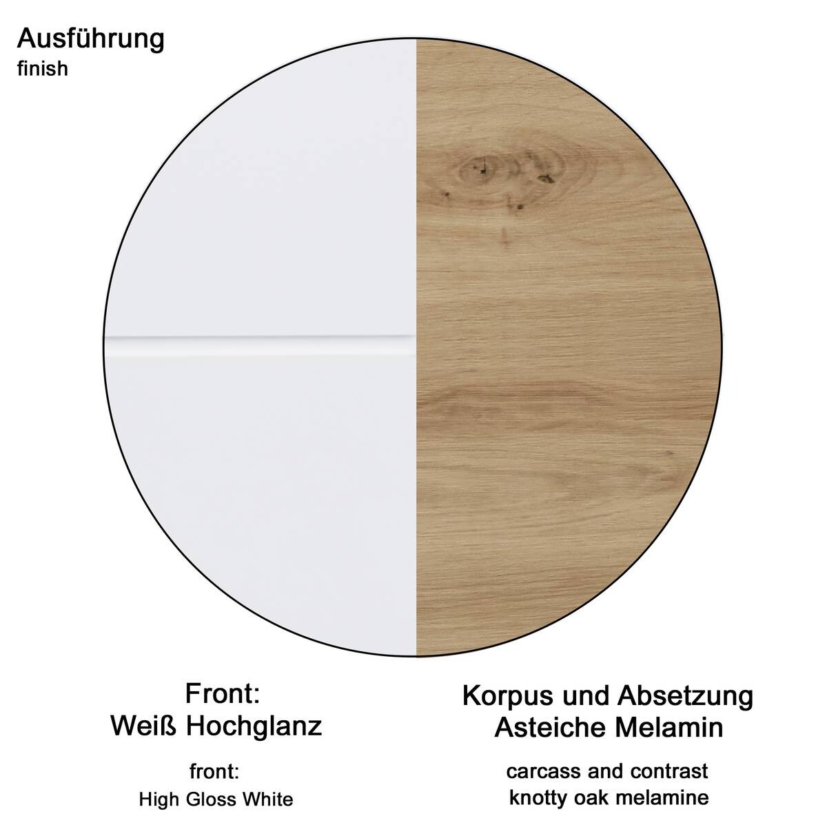 Stauraumelement Amanda weiß Hochglanz Asteiche Nachbildung B/H/T: ca. 37x79x31 cm