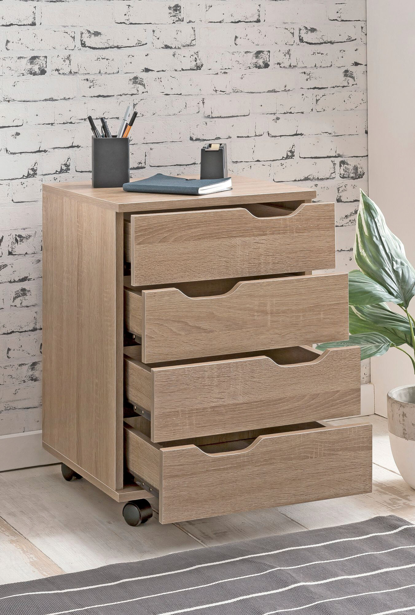 Rollcontainer braun Spanplatte B/H/T: ca. 40x60x40 cm