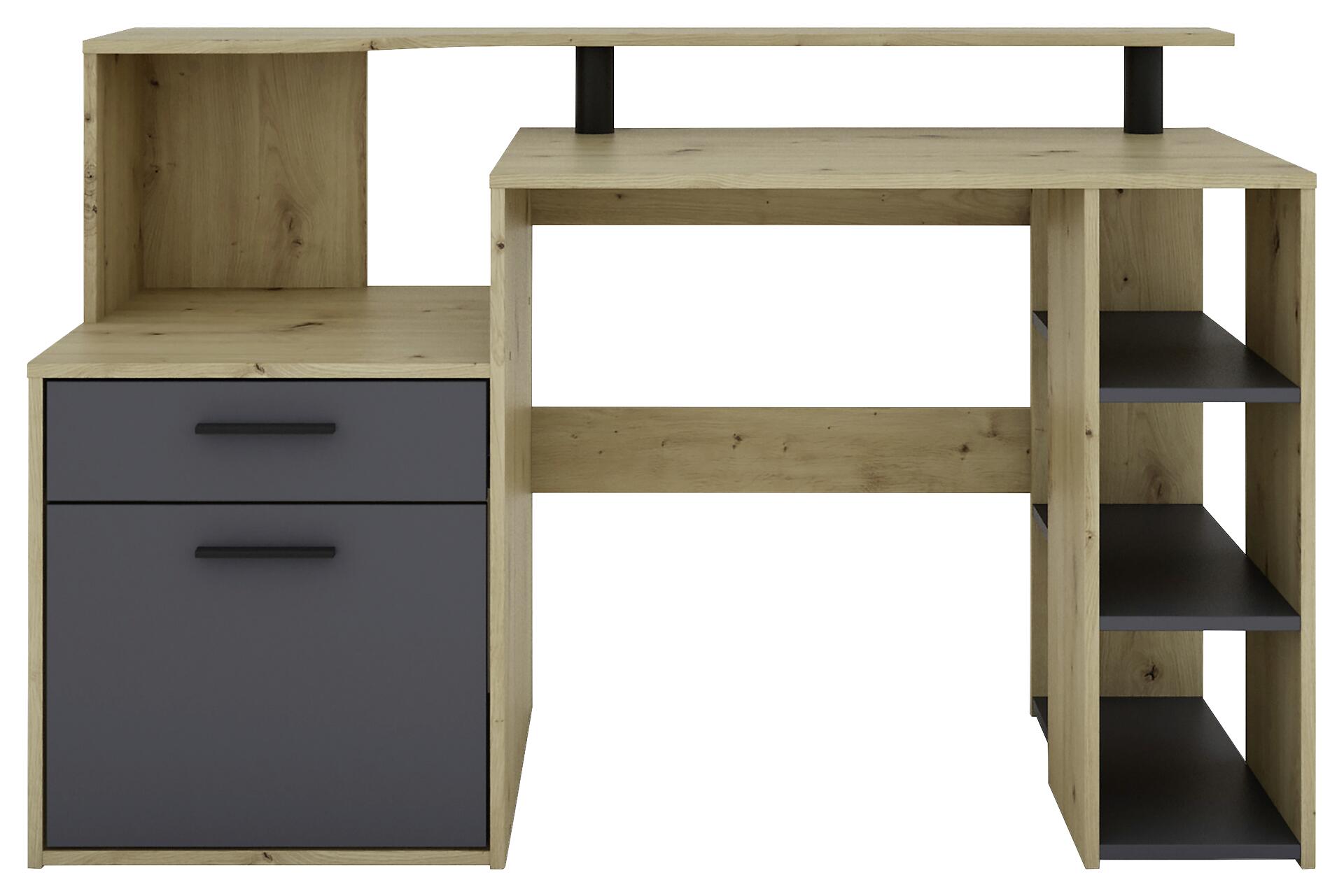 Schreibtisch LOUIS Eiche anthrazit B/H/T: ca. 140x89x55 cm