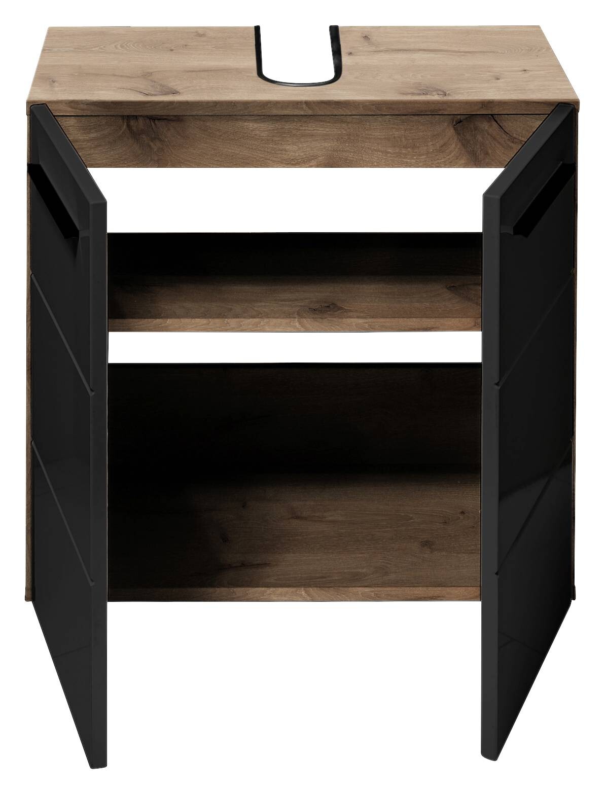 Waschbeckenunterschrank Vista Oak Eiche Viking Nachbildung schwarz matt B/H/T: ca. 60x62x31 cm