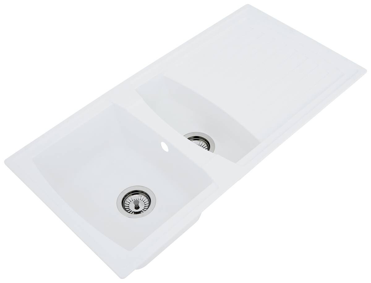 Respekta Einbauspüle Boston 100 x 50 W weiß Mineralite B/H/T: ca. 100x20x50 cm