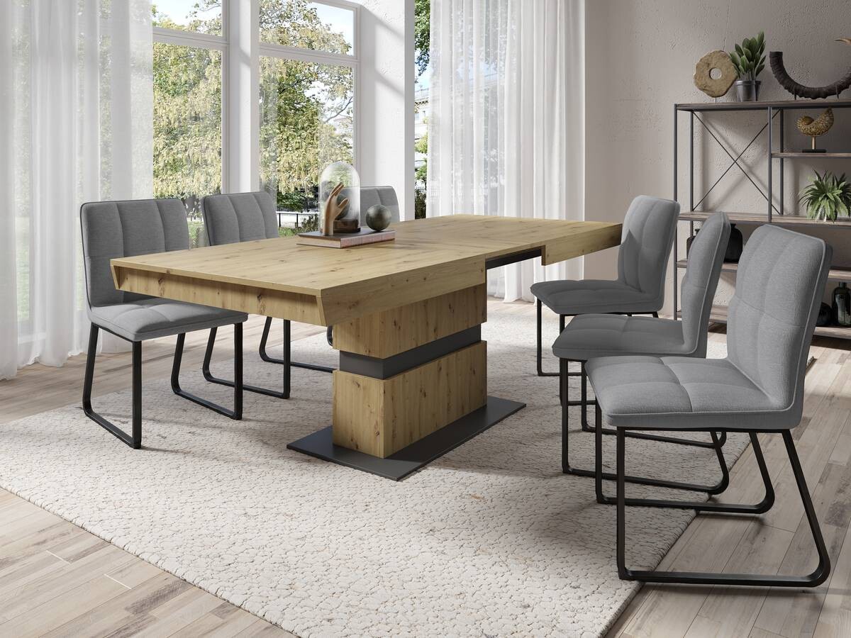 Stuhl TALEA 2er-Set hellgrau schwarz Webstoff Metall B/H/T: ca. 46x86x55 cm