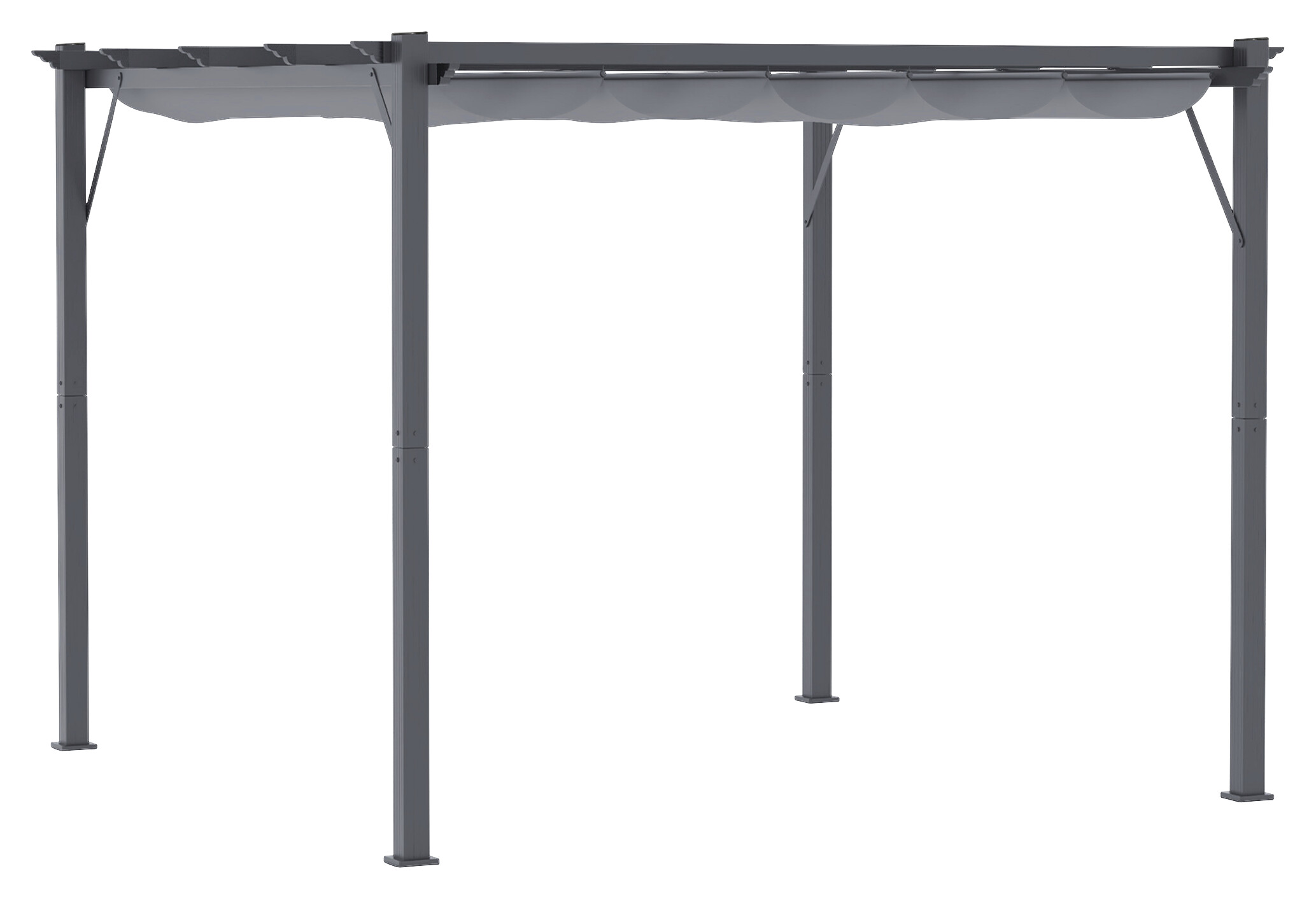 Outsunny Pergola mit Schiebedach grau Aluminium B/H/L: ca. 300x223x300 cm
