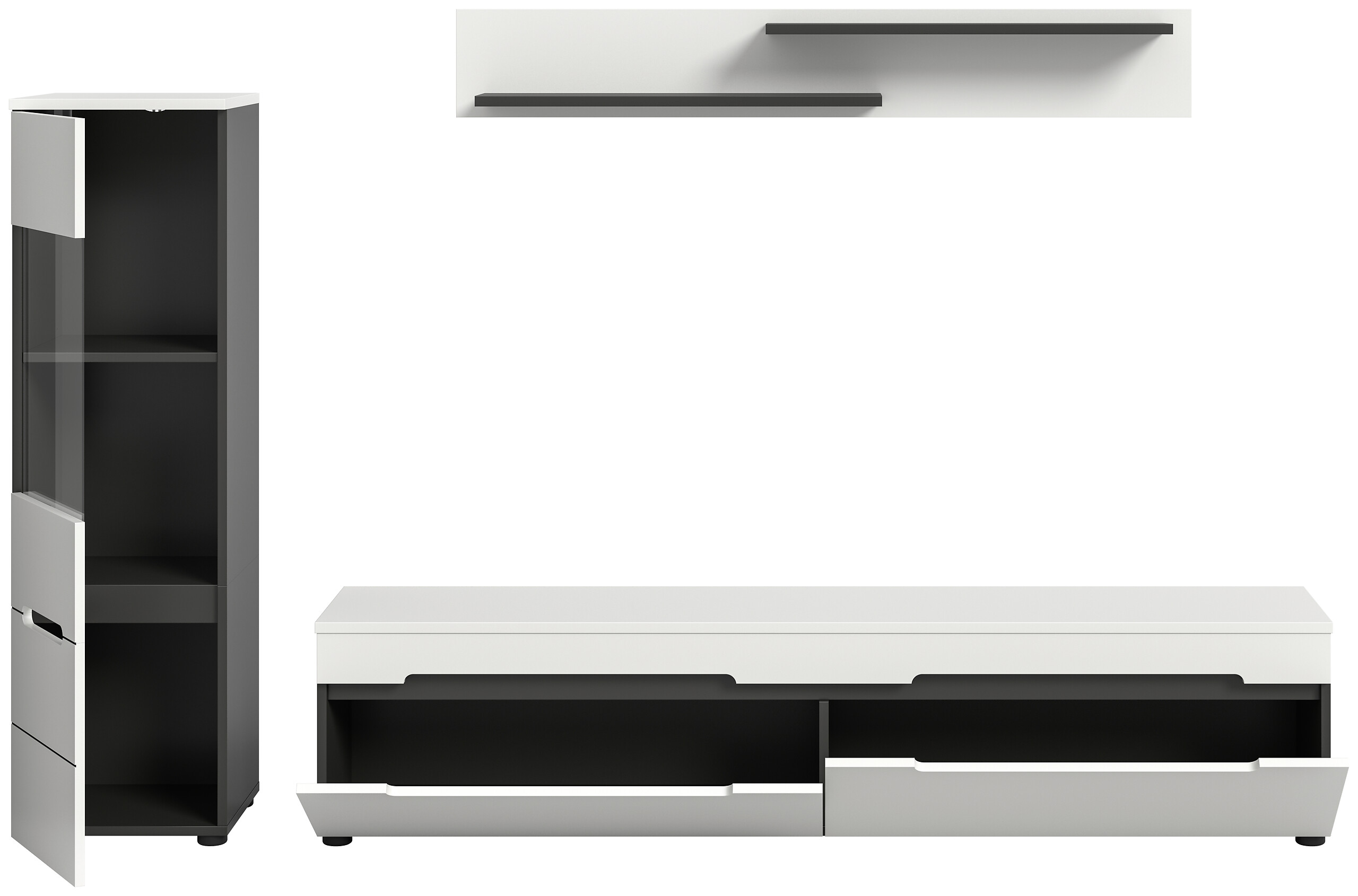 Wohnwand Canu basaltgrau weiß B/H/T: ca. 221x141x33 cm