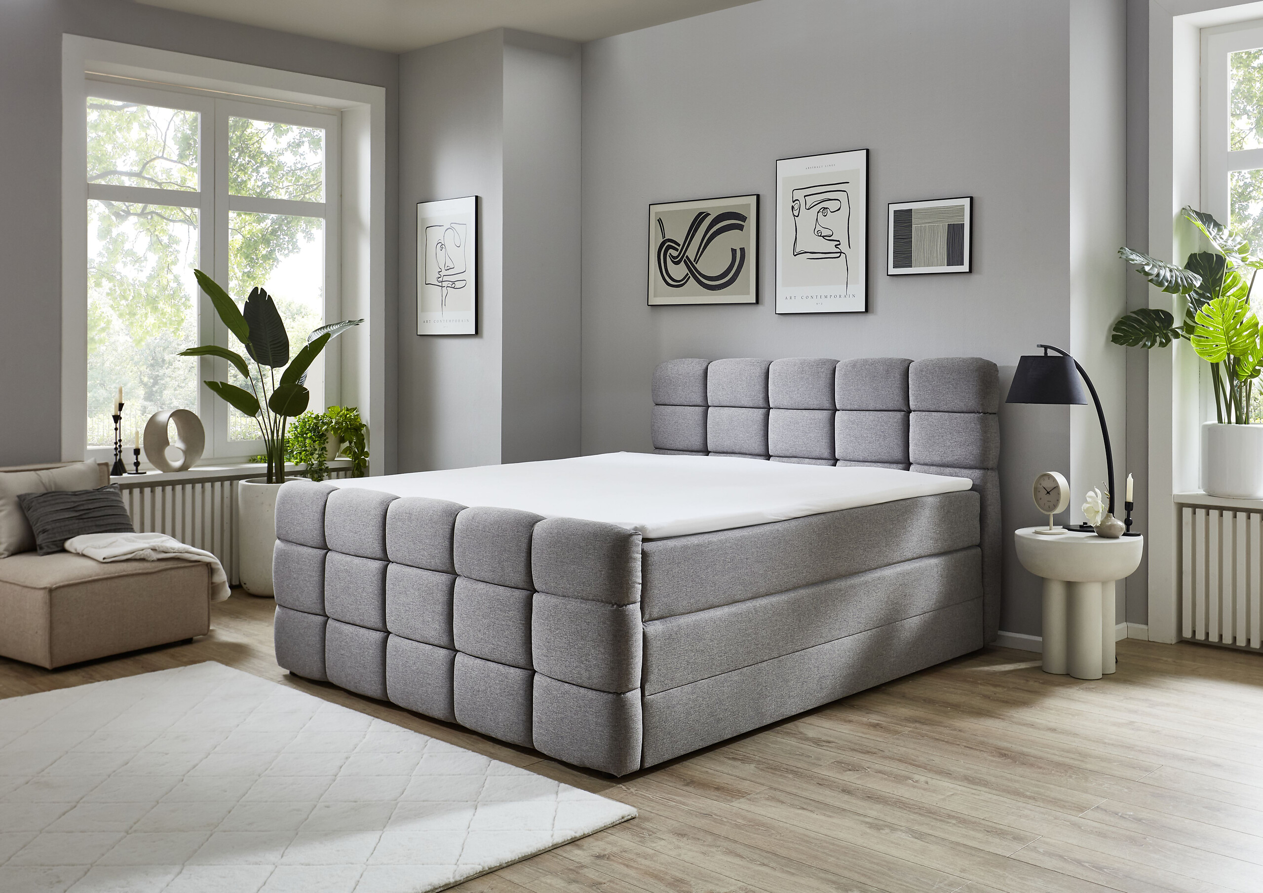 Boxspringbett Lugano hellgrau Liegefläche B/L: ca. 180x200 cm Boxspringbett Lugano hellgrau Liegefläche B/L: ca. 180x200 cm