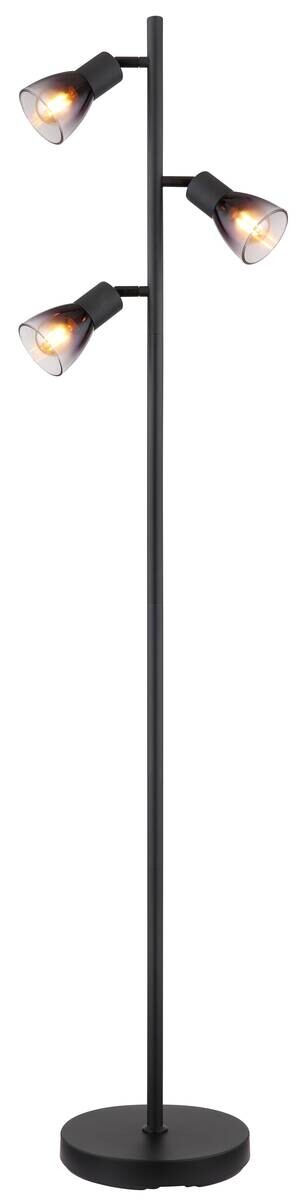 GLOBO Stehleuchte klar Rauch schwarz Metall PVC Glas B/H/L: ca. 22x161x30 cm E14 3 Brennstellen