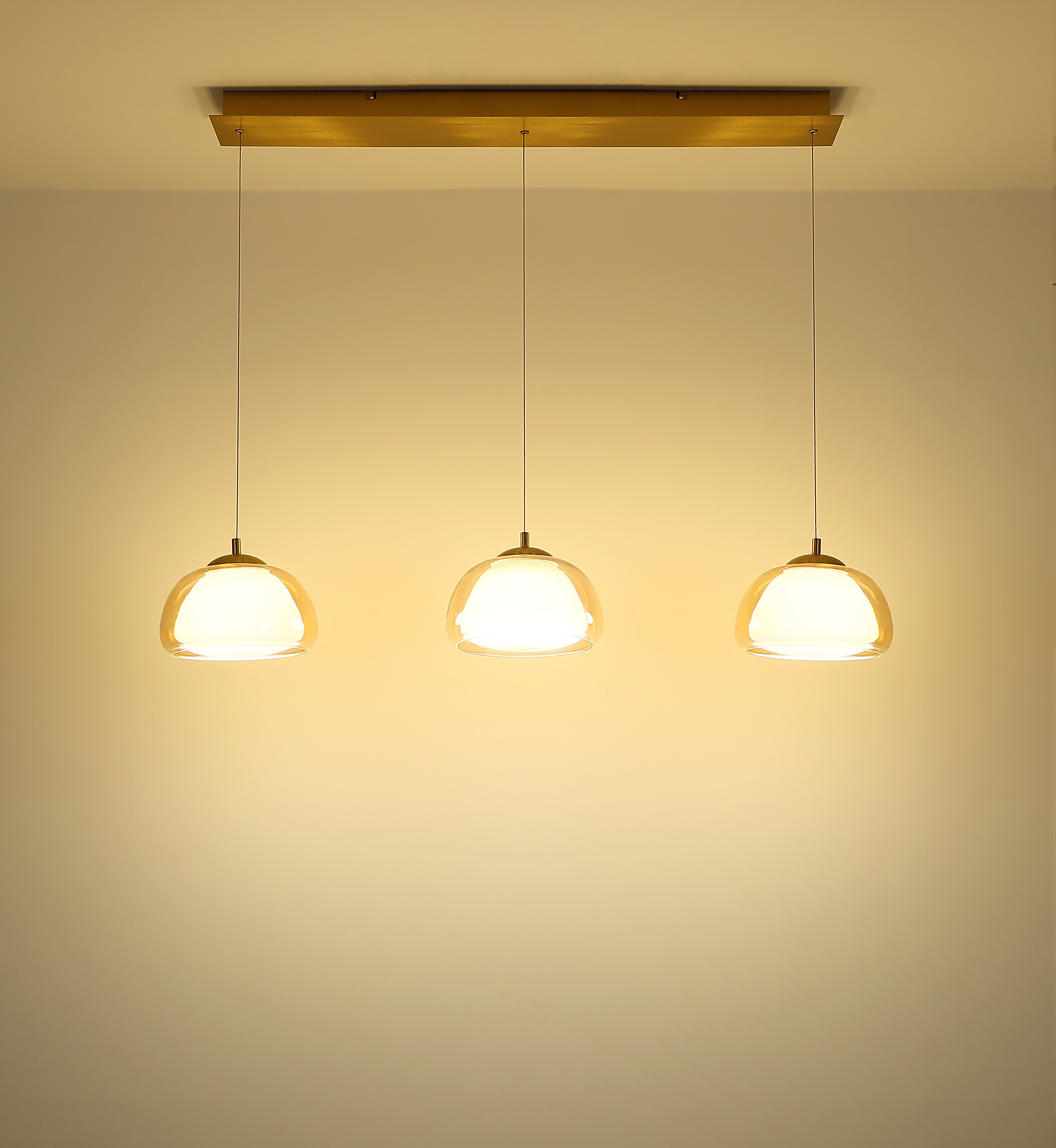 GLOBO Hängeleuchte gold Metall Glas B/H/L: ca. 36x21x101 cm