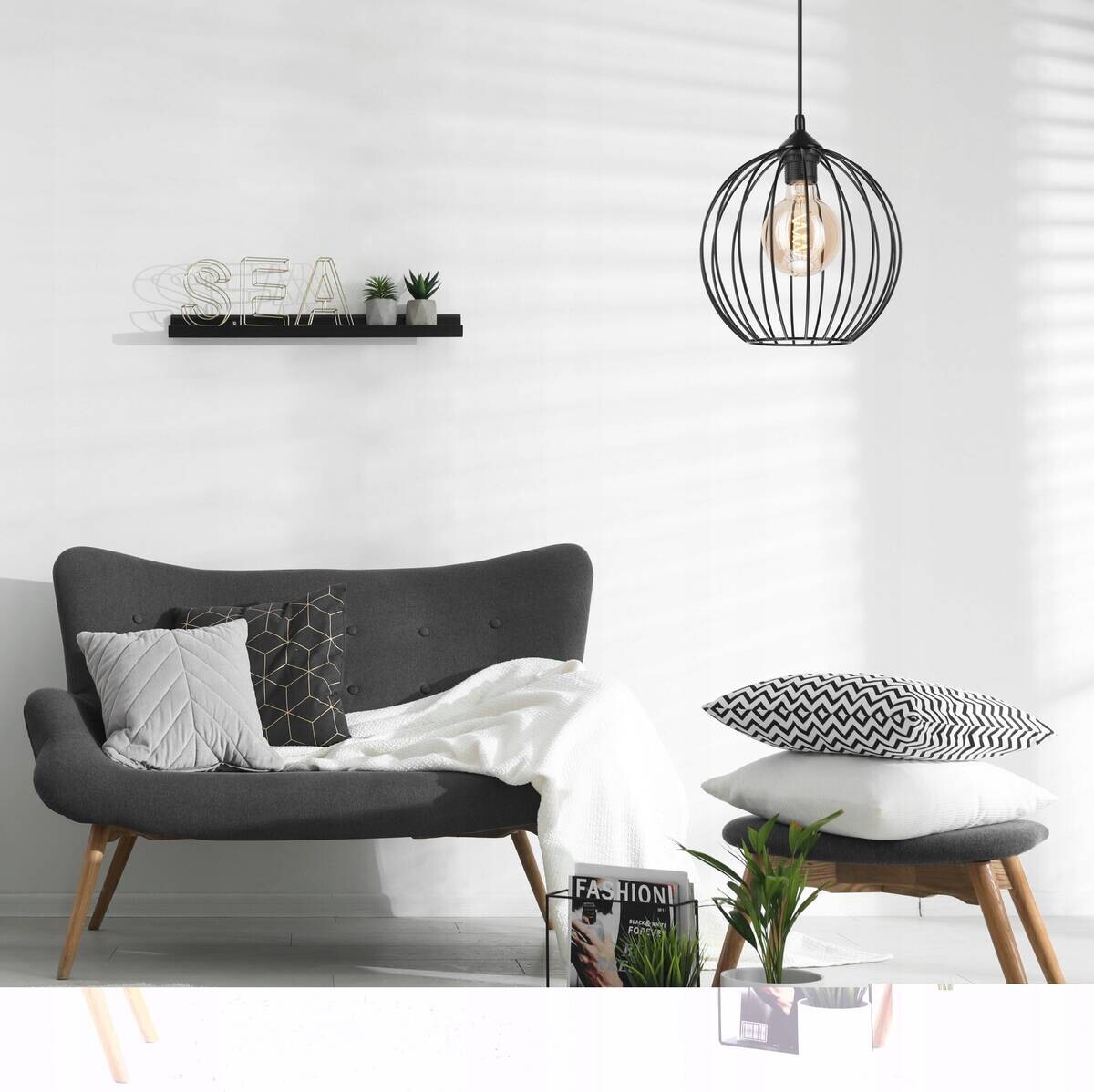 Lamkur Pendelleuchte Zoya schwarz Stahl H/L: ca. 86x24 cm E27 1 Brennstellen