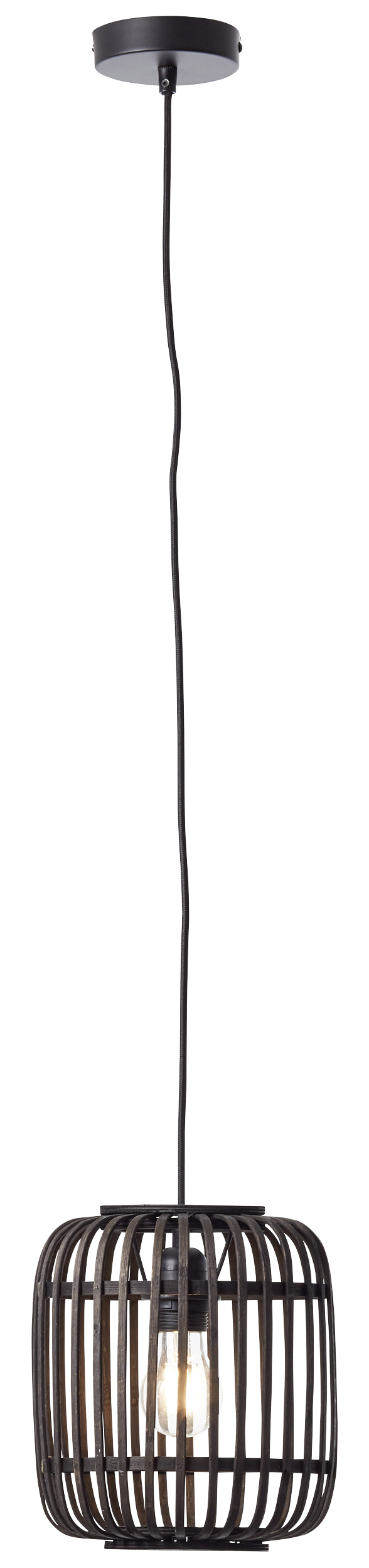 Brilliant Pendelleuchte Woodrow 93777/76 natur schwarz Bambus Metall B/H/T: ca. 21x130x21 cm E27 1 Brennstellen