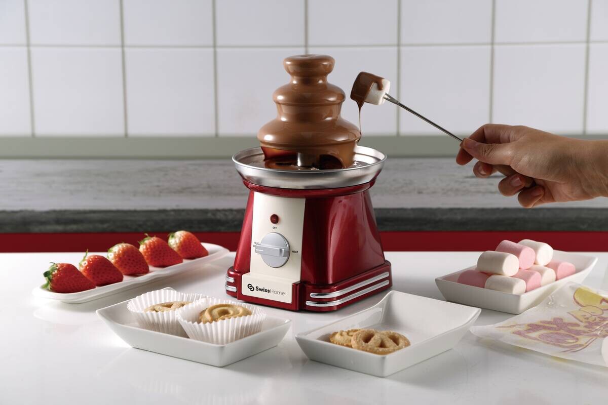 SWISS HOME Schokoladenbrunnen SH-6726 rot Kunststoff Edelstahl B/H/L: ca. 15x24x15 cm