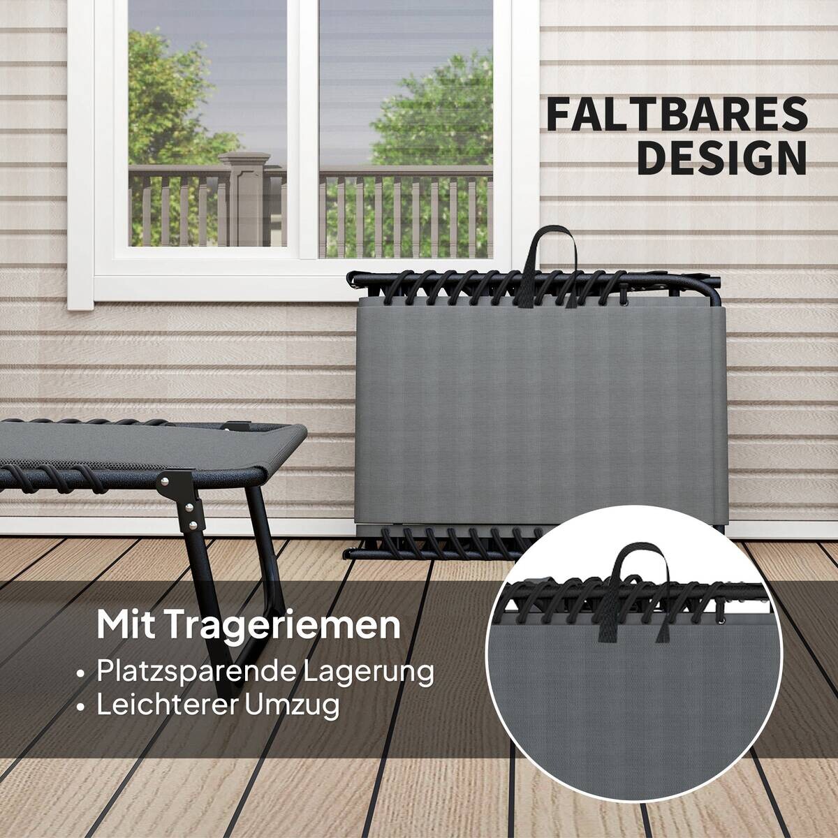 Outsunny Sonnenliege dunkelgrau Stahl B/H/L: ca. 68x36x189 cm
