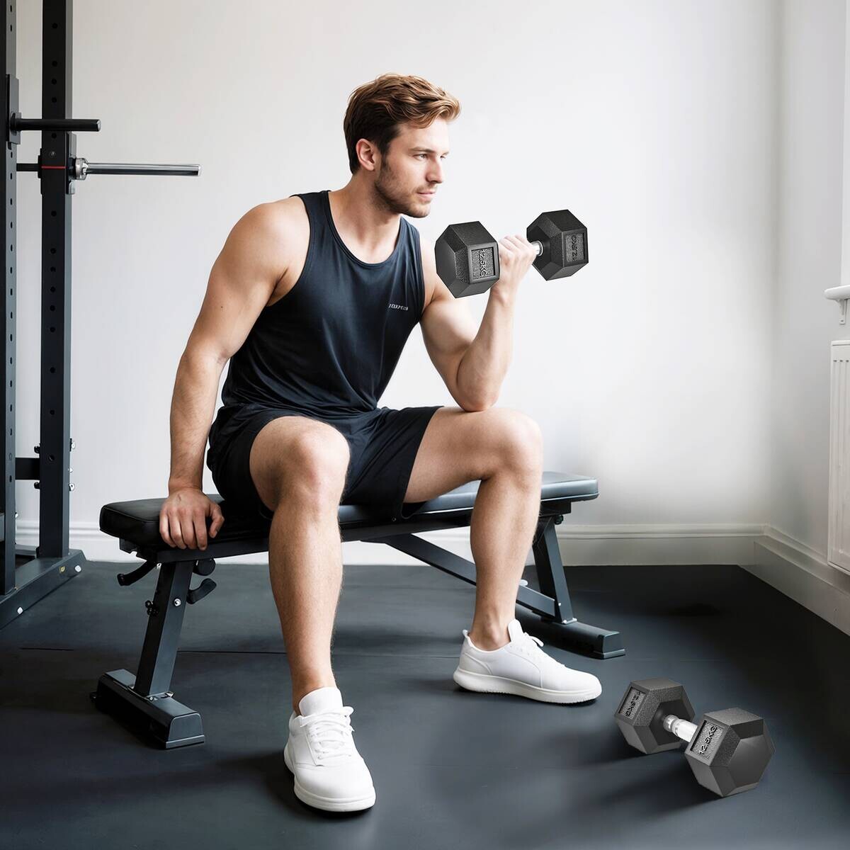 HOMCOM Gummi-Hantel schwarz Gummi B/H/L: ca. 14,8x32,6x14,8 cm