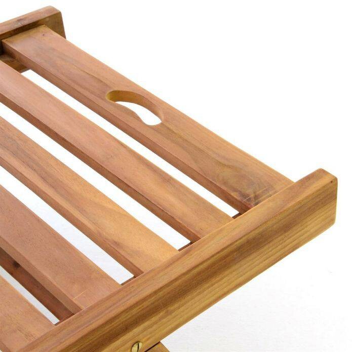 VCM Gartenliege braun Teakholz B/H/L: ca. 57x34x200 cm