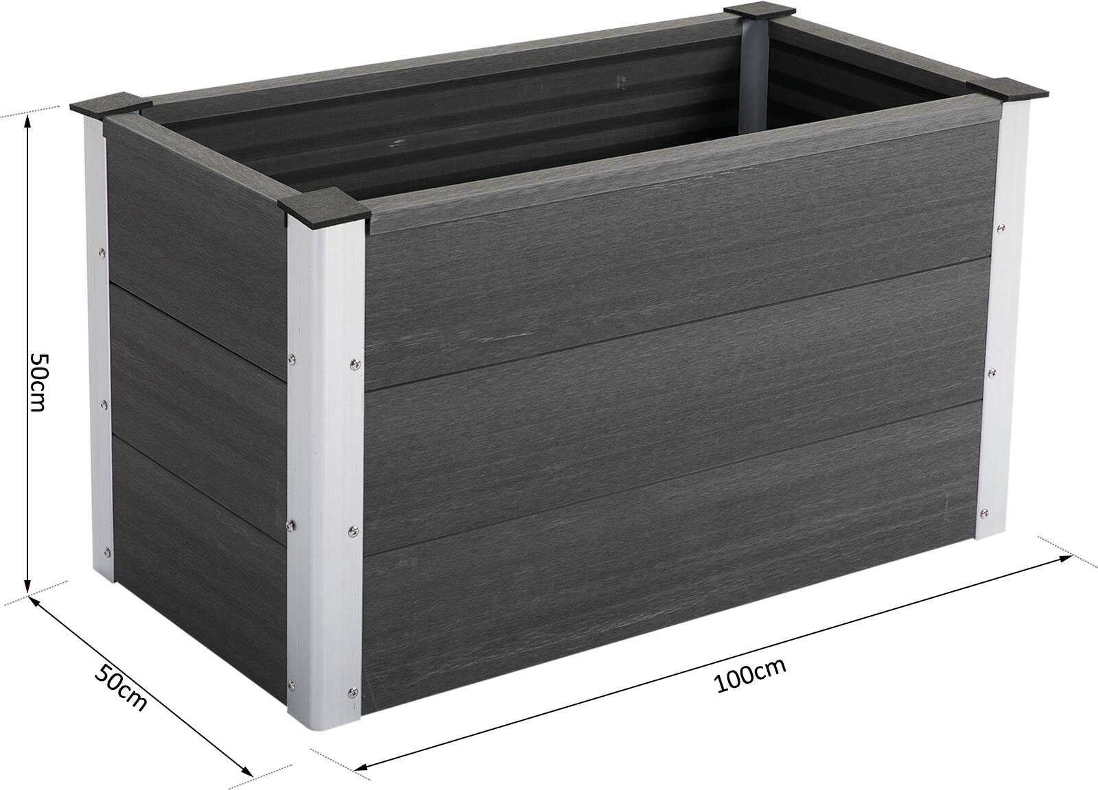 Outsunny Blumenkübel grau Kunststoff B/H/L: ca. 50x50x100 cm