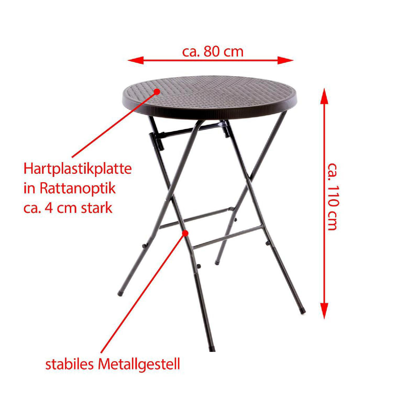 VCM Stehtisch braun Kunststoff H/D: ca. 110x80 cm