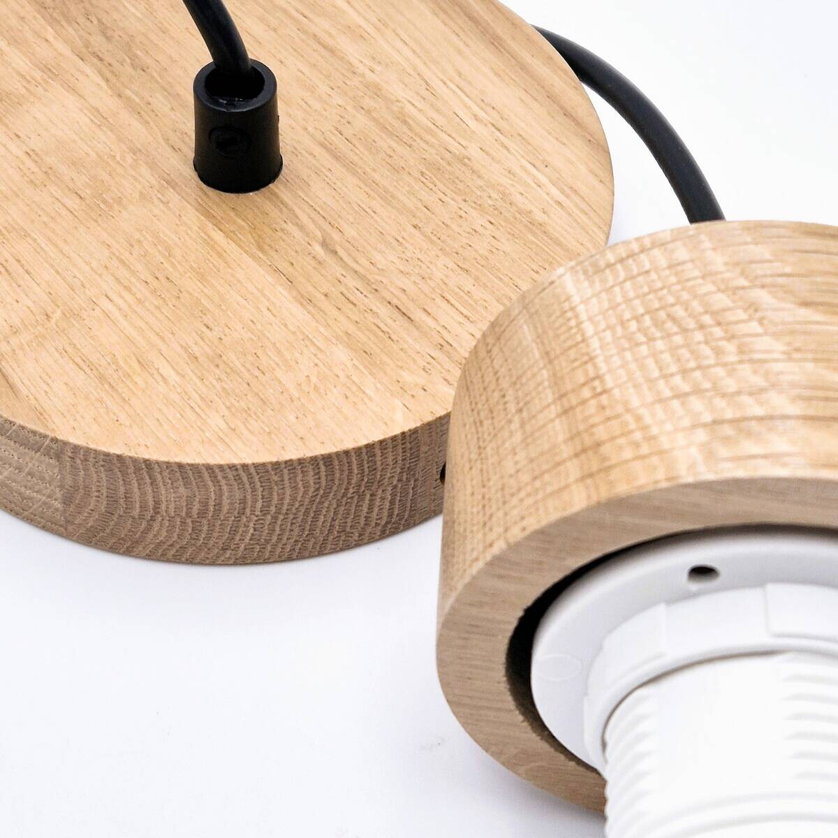 Lamkur Hängeleuchte Harmony Eiche weiß Glas Holz B/H/L: ca. 30x102x30 cm 1.0 Brennstellen