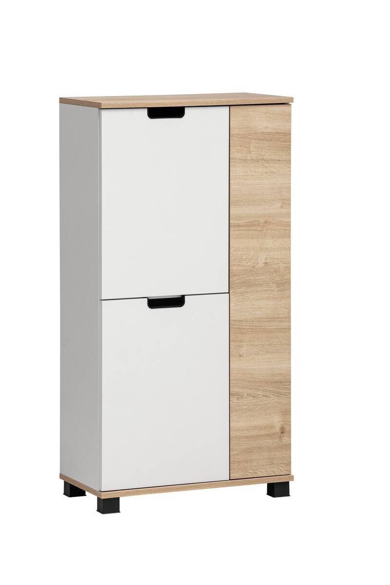 Highboard Emmik weiß matt Eiche Eiche weiß Nachbildung B/H/T: ca. 59,8x116,9x32,6 cm