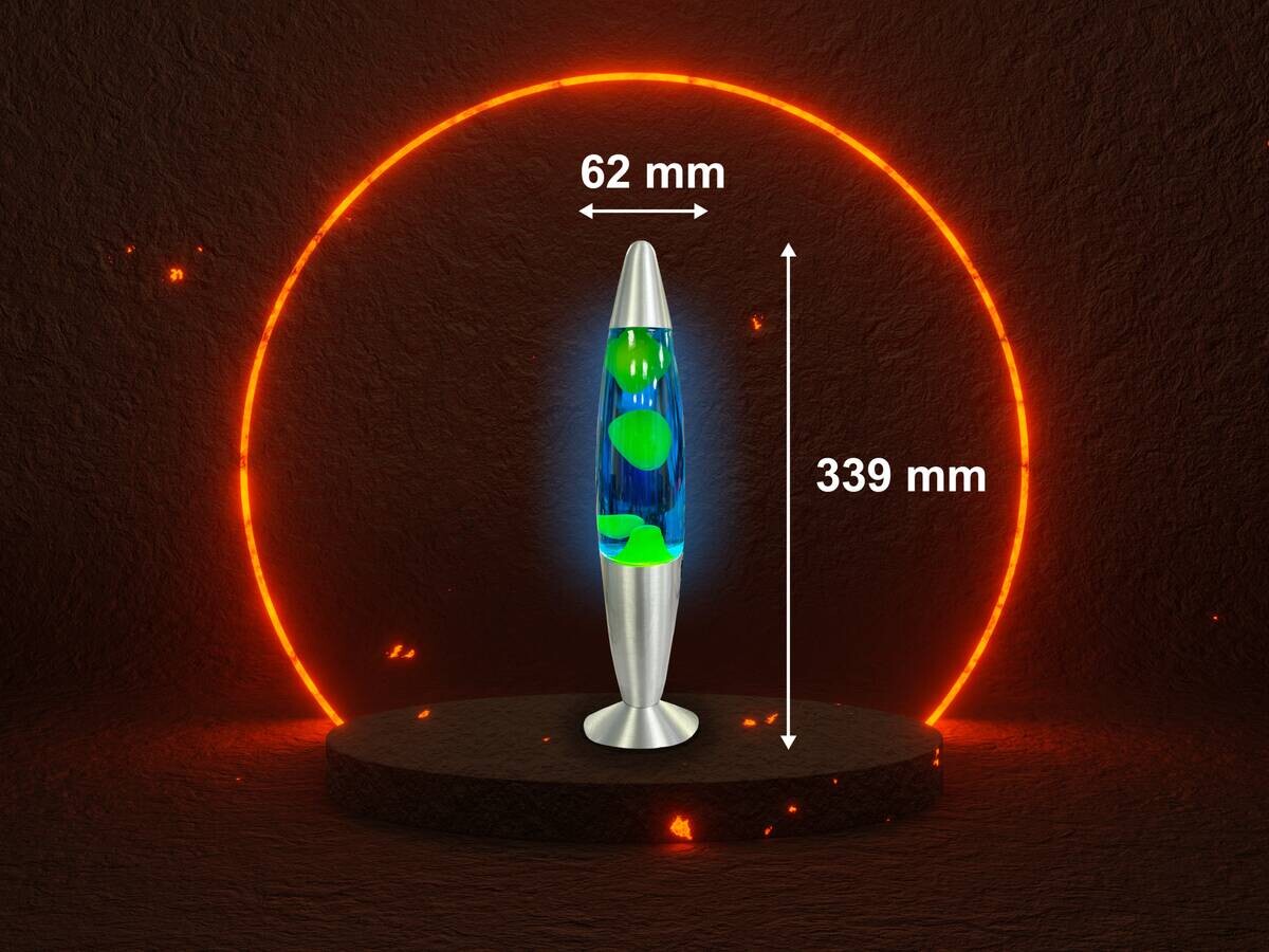 HWH LED-Lavalampe blau gelb Glas Aluminium H/D: ca. 34x62 cm