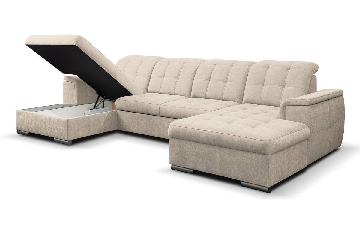 Wohnlandschaft Nadja beige Microfaser B/H/T: ca. 330x105x174 cm