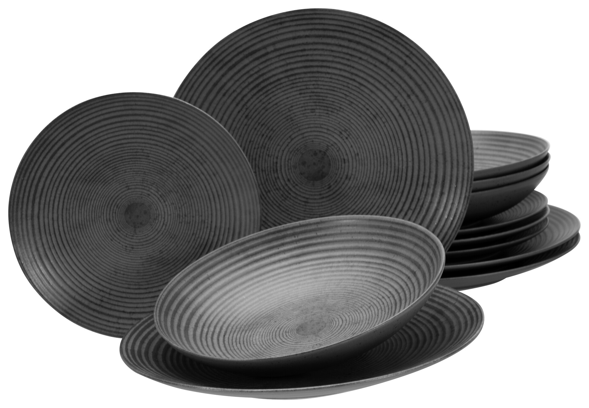 CreaTable Tafelservice Catania anthrazit Steinzeug 12 tlg.