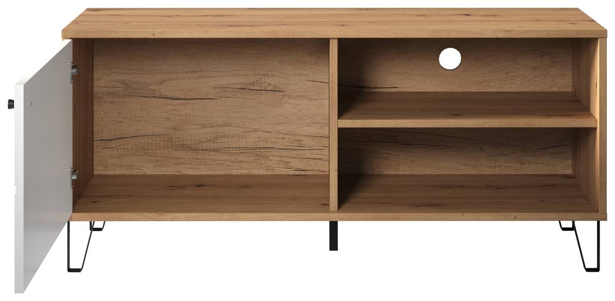 TV-Lowboard Touch weiß matt Eiche Artisan Nachbildung B/H/T: ca. 123x56x40 cm