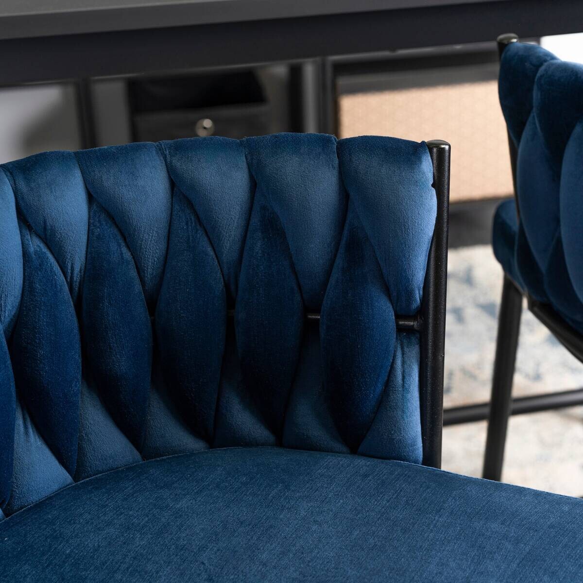 Barhocker FLORES petrol Velourstoff B/H/T: ca. 60x104,5x56 cm