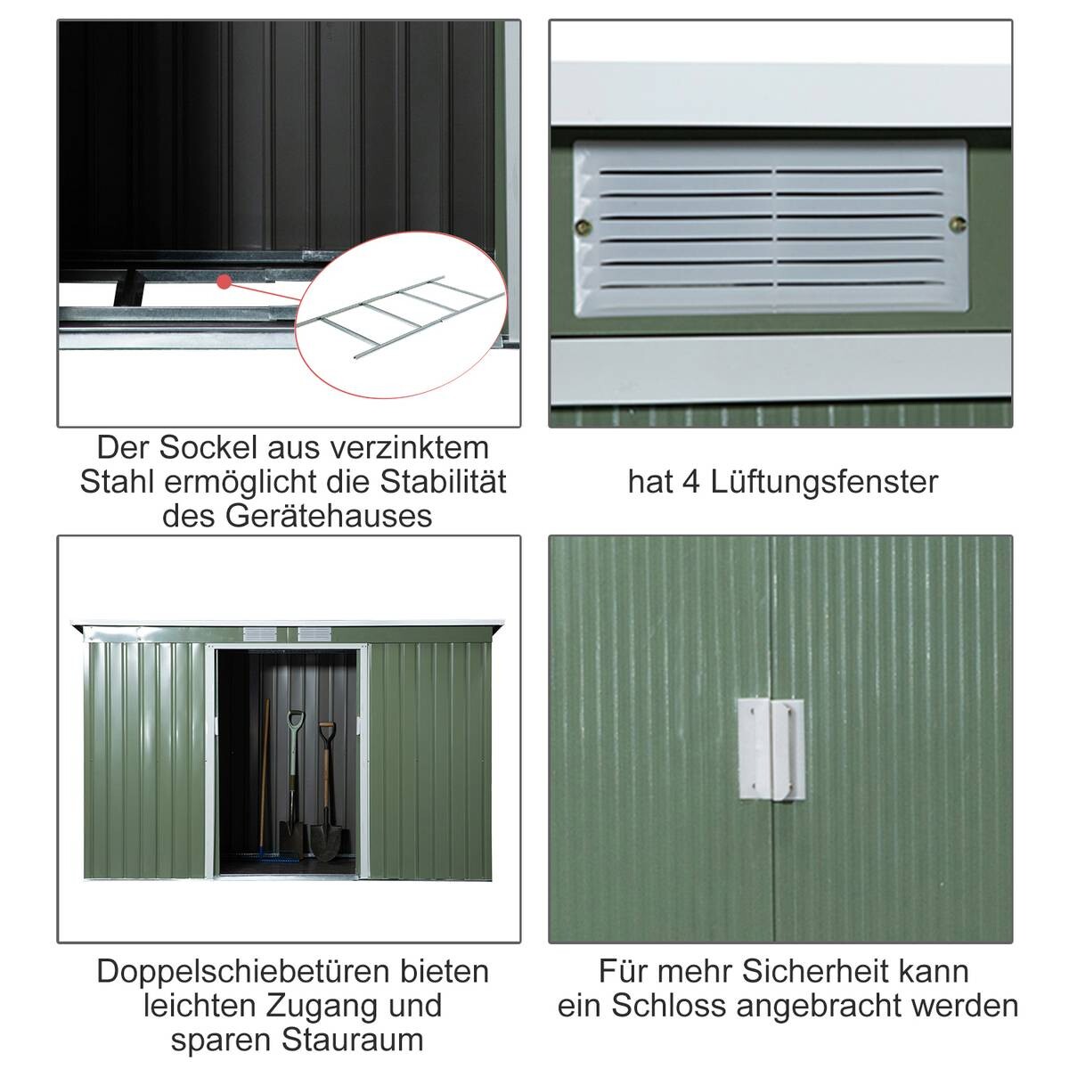 Outsunny Gartenschrank grün Stahl B/H/T: ca. 277x173x130 cm