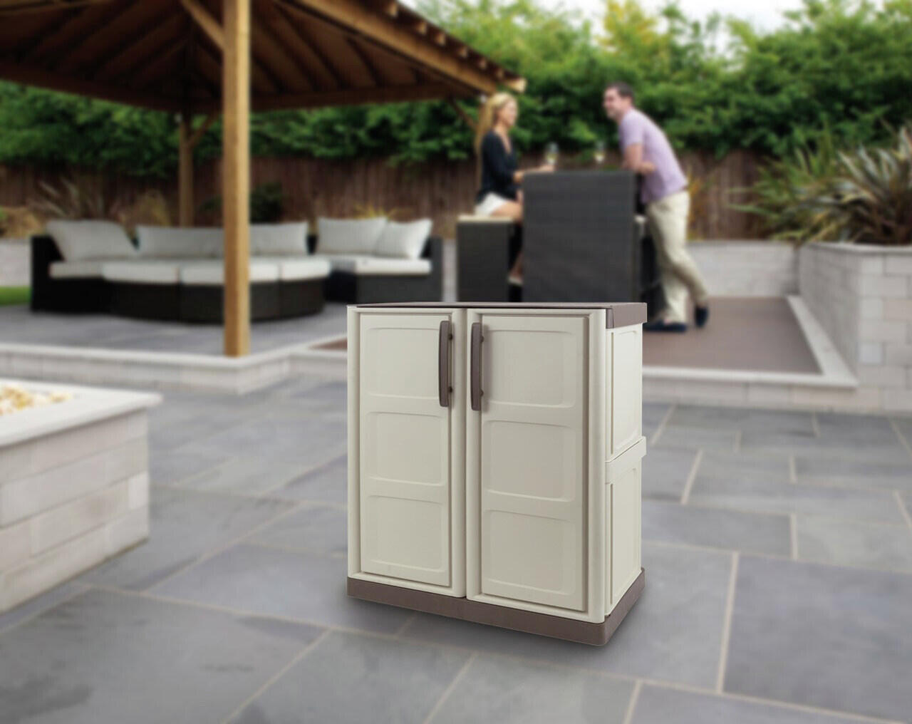 ArtPlast Kunststoffschrank Steel niedrig beige Kunststoff B/H/T: ca. 70x85,5x39 cm