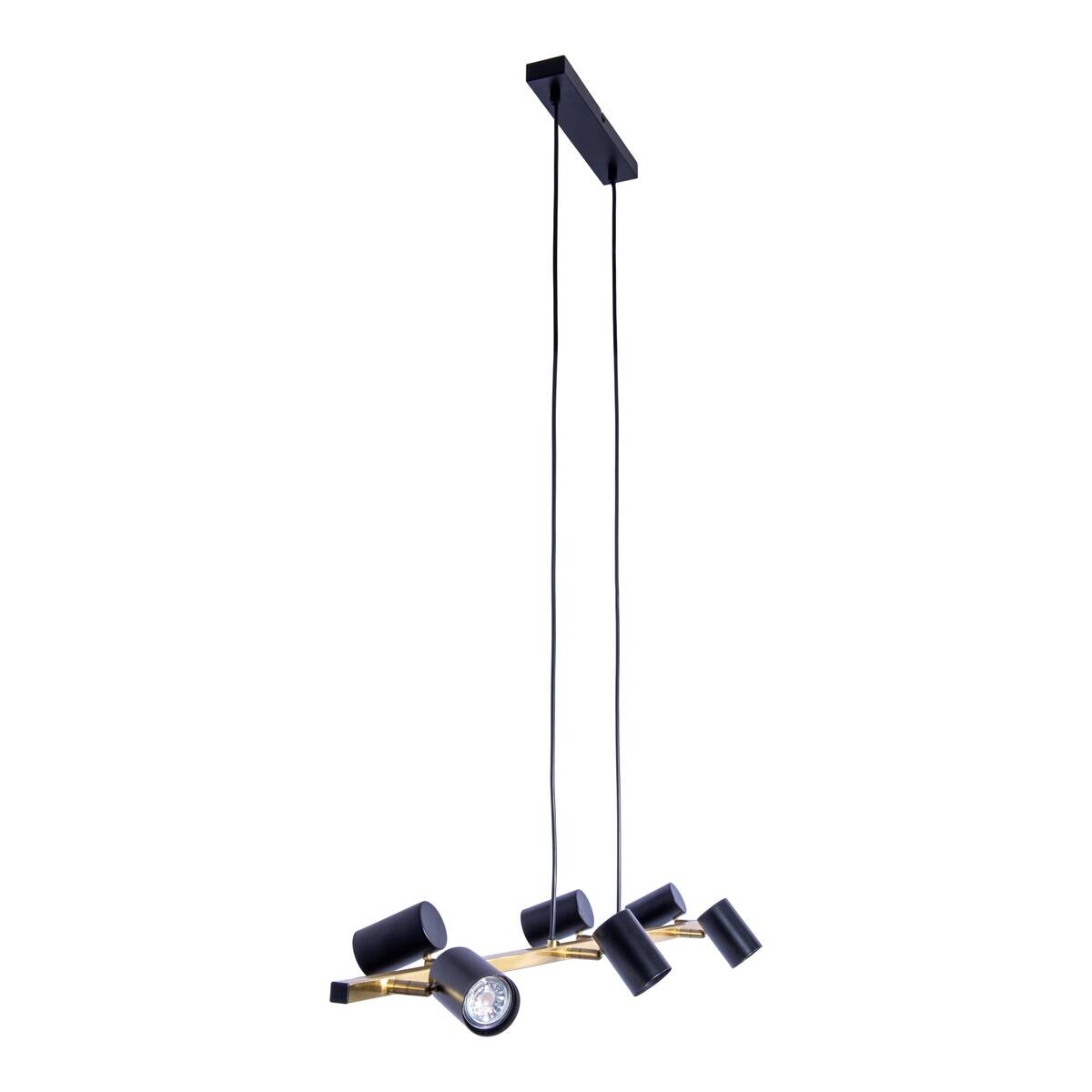 Näve Leuchten Pendelleuchte 7094822 schwarz Holz Metall B/H/T: ca. 23x120x115 cm GU10 6 Brennstellen