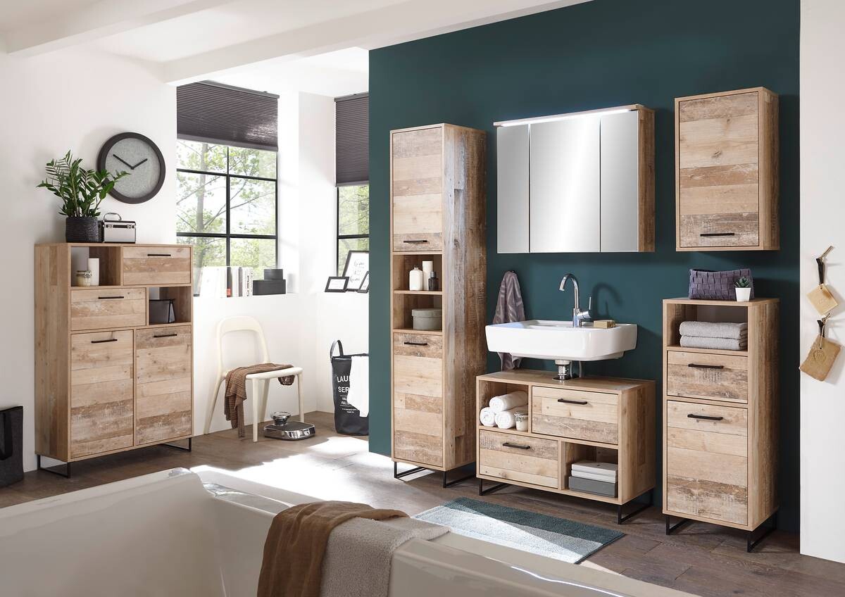 Badkommode Roof Old Wood Nachbildung B/H/T: ca. 38x102x37 cm