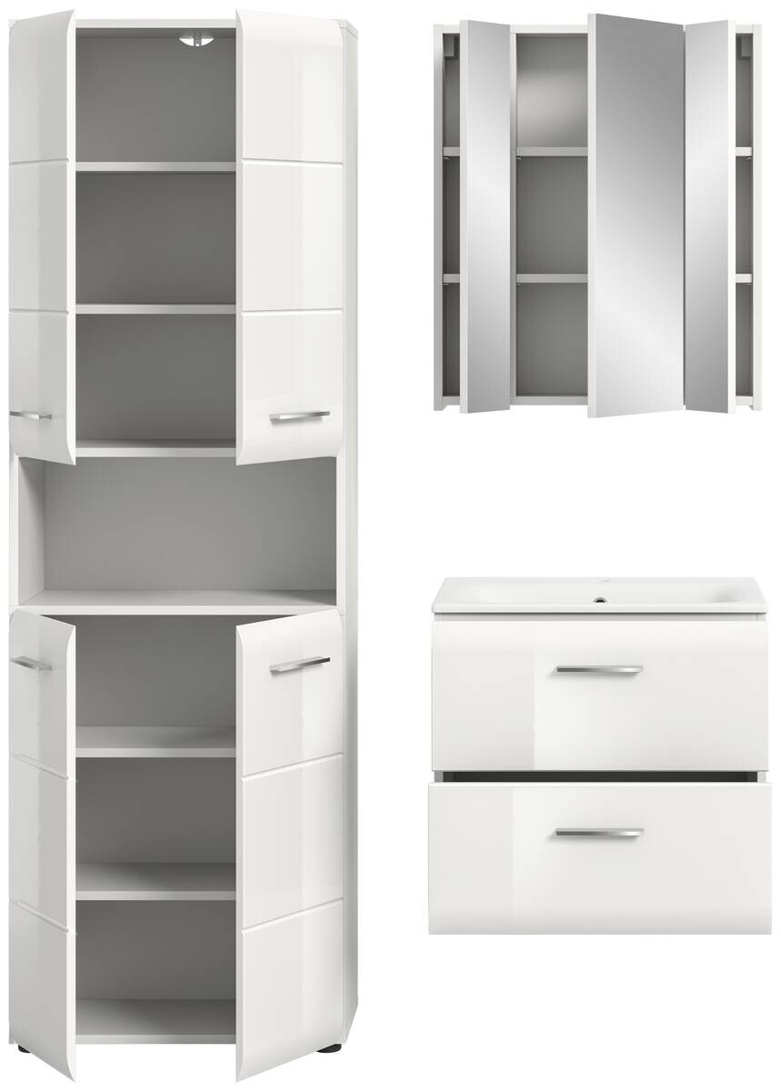 Badezimmer-Set Ice weiß weiß Hochglanz B/H/T: ca. 135x185x46 cm