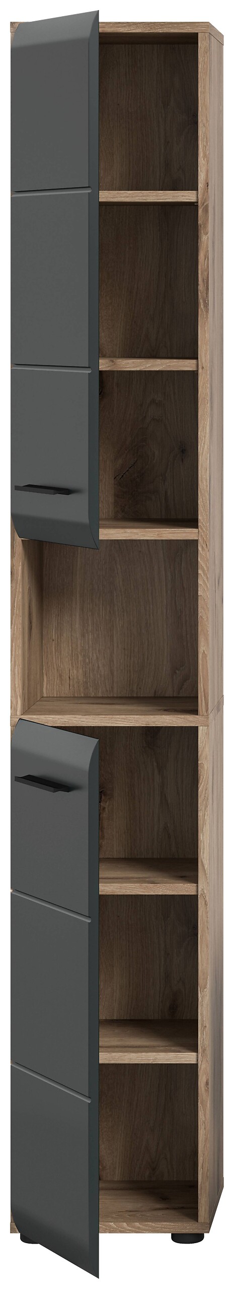 Hochschrank Ice Nox Oak Nachbildung schwarz matt B/H/T: ca. 30x185x30 cm