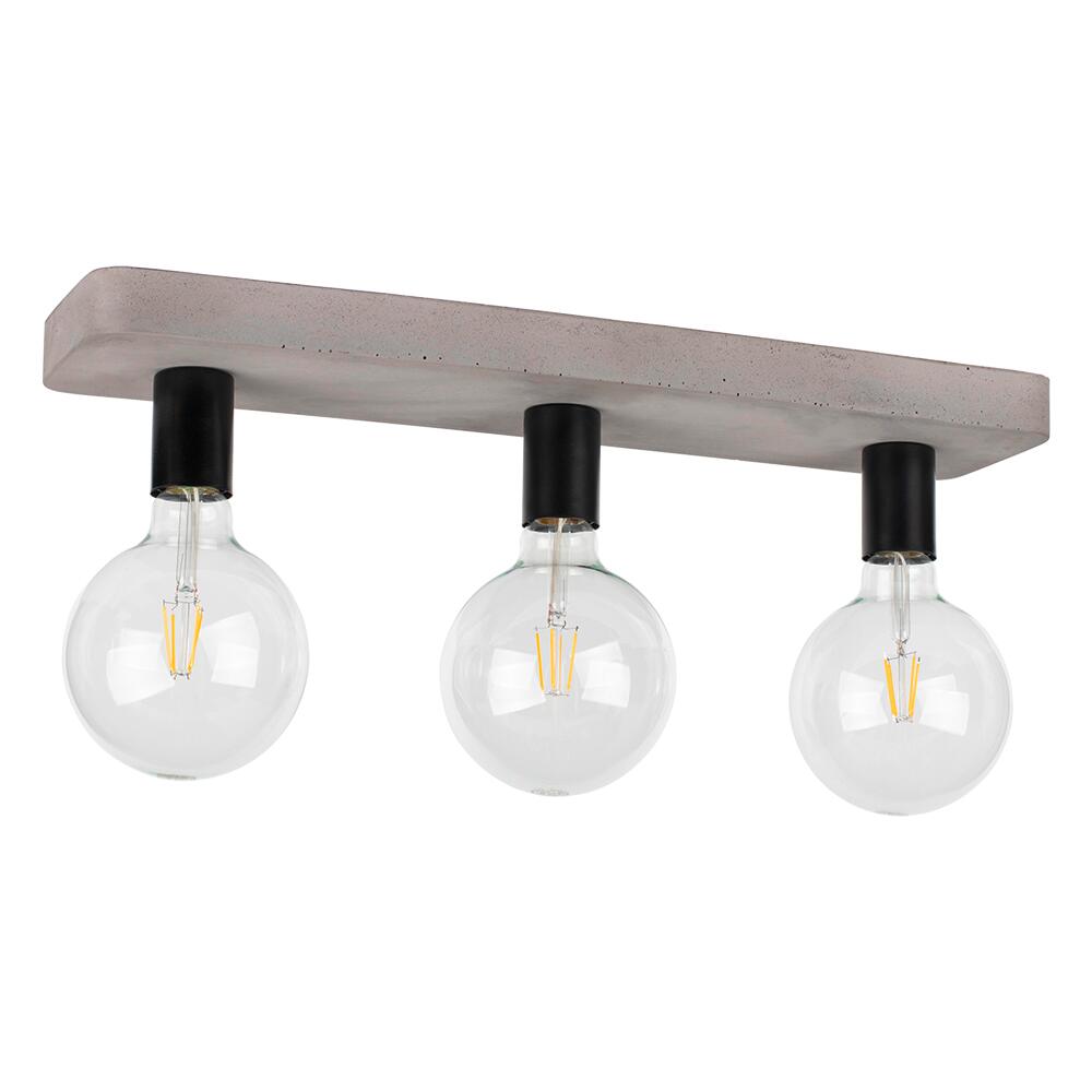 SPOT Light Deckenleuchte Fortan grau schwarz Beton Metall B/H/L: ca. 55x10x14 cm E27 3 Brennstellen