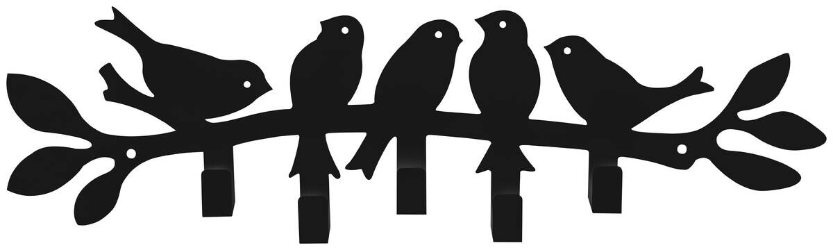 Garderobenleiste Birds schwarz Metall B/H/T: ca. 48x14x4 cm Garderobenleiste Birds schwarz Metall B/H/T: ca. 48x14x4 cm