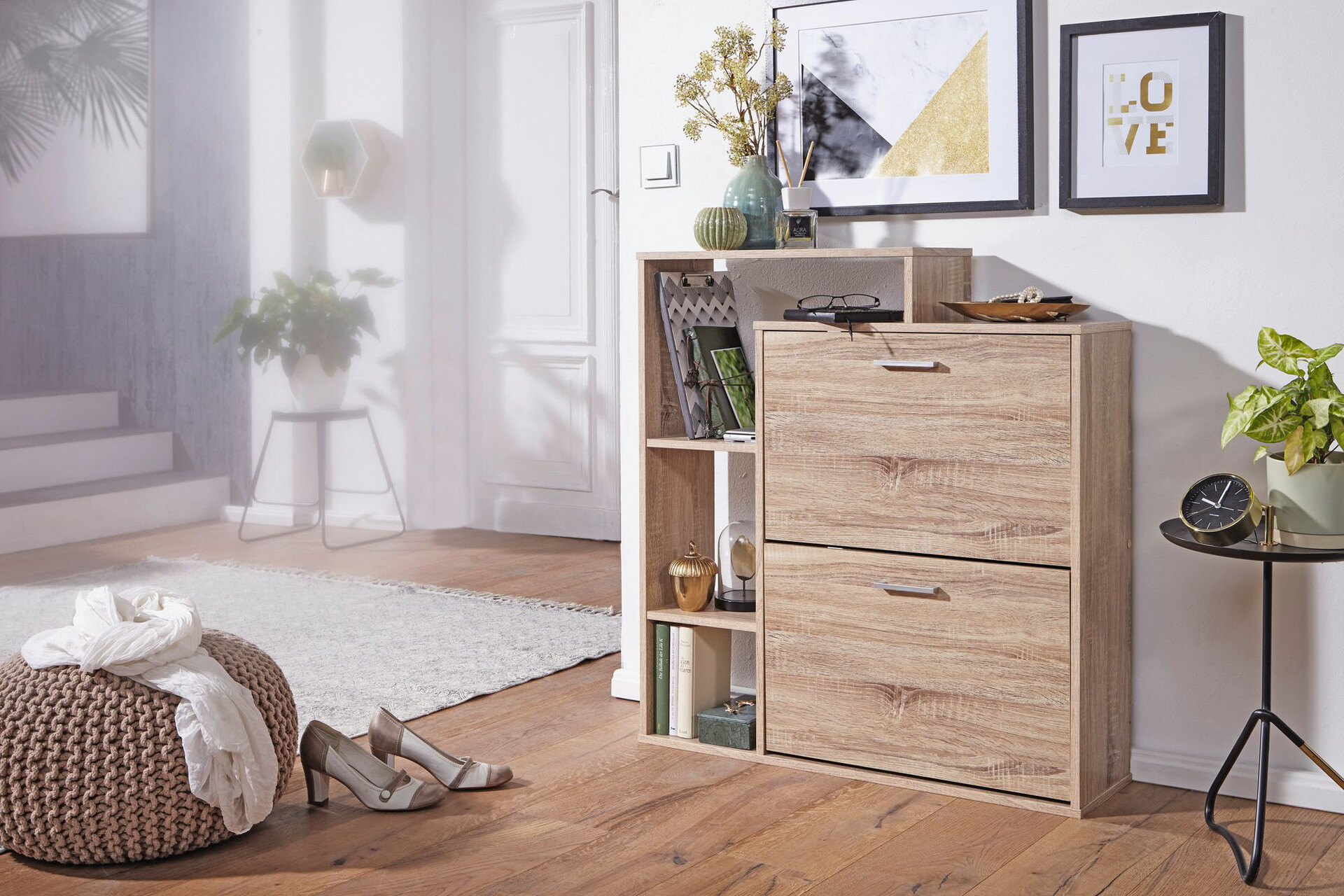 Schuhkipper Eiche Sonoma Nachbildung B/H/T: ca. 24x93x85 cm