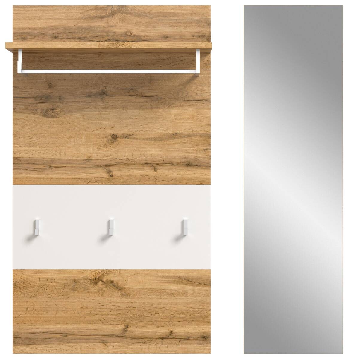 Garderobenpaneel JAM Eiche Wotan Nachbildung weiß B/H/T: ca. 90x106x27 cm