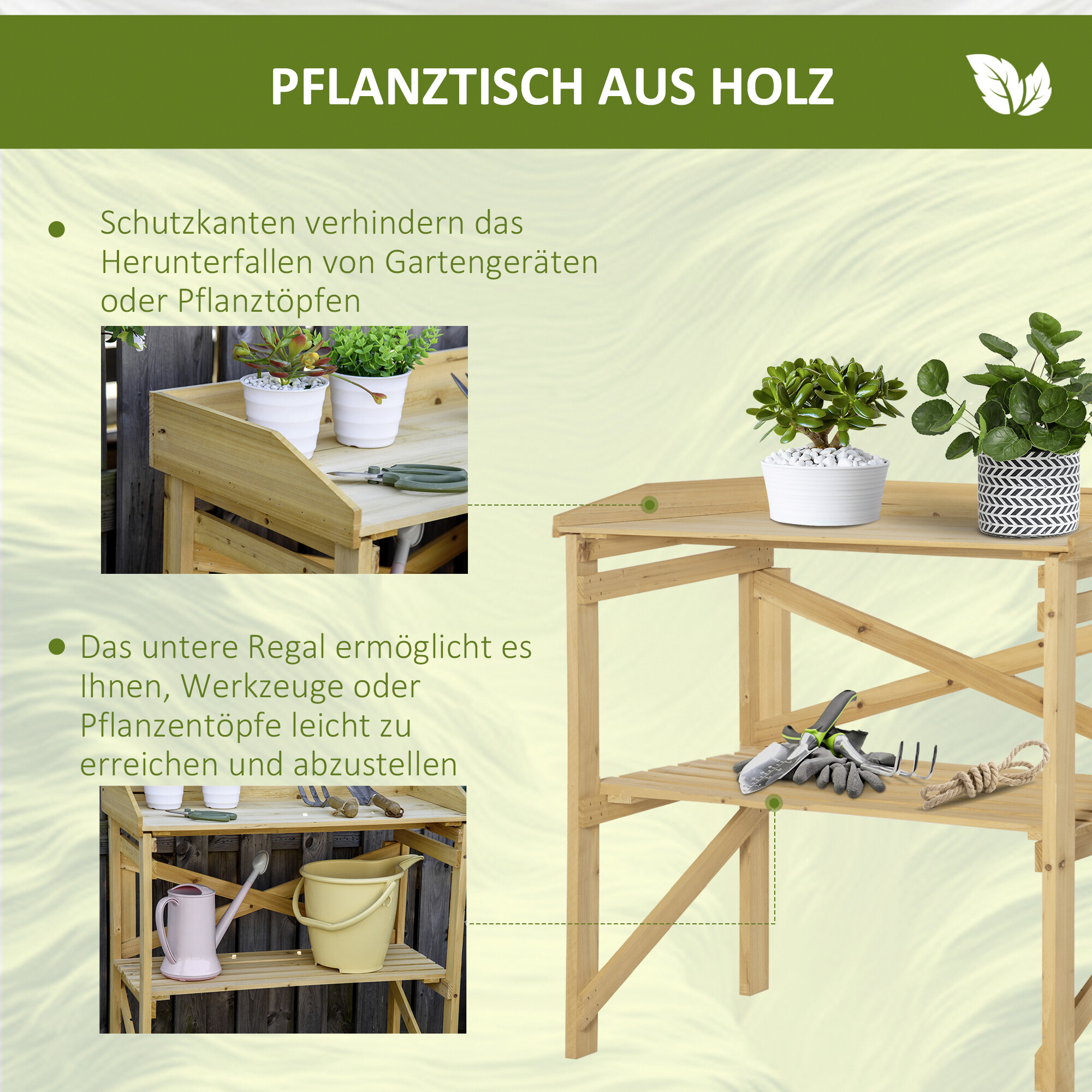 Outsunny Pflanztisch natur B/H/T: ca. 40x84x80 cm ca. 40 kg