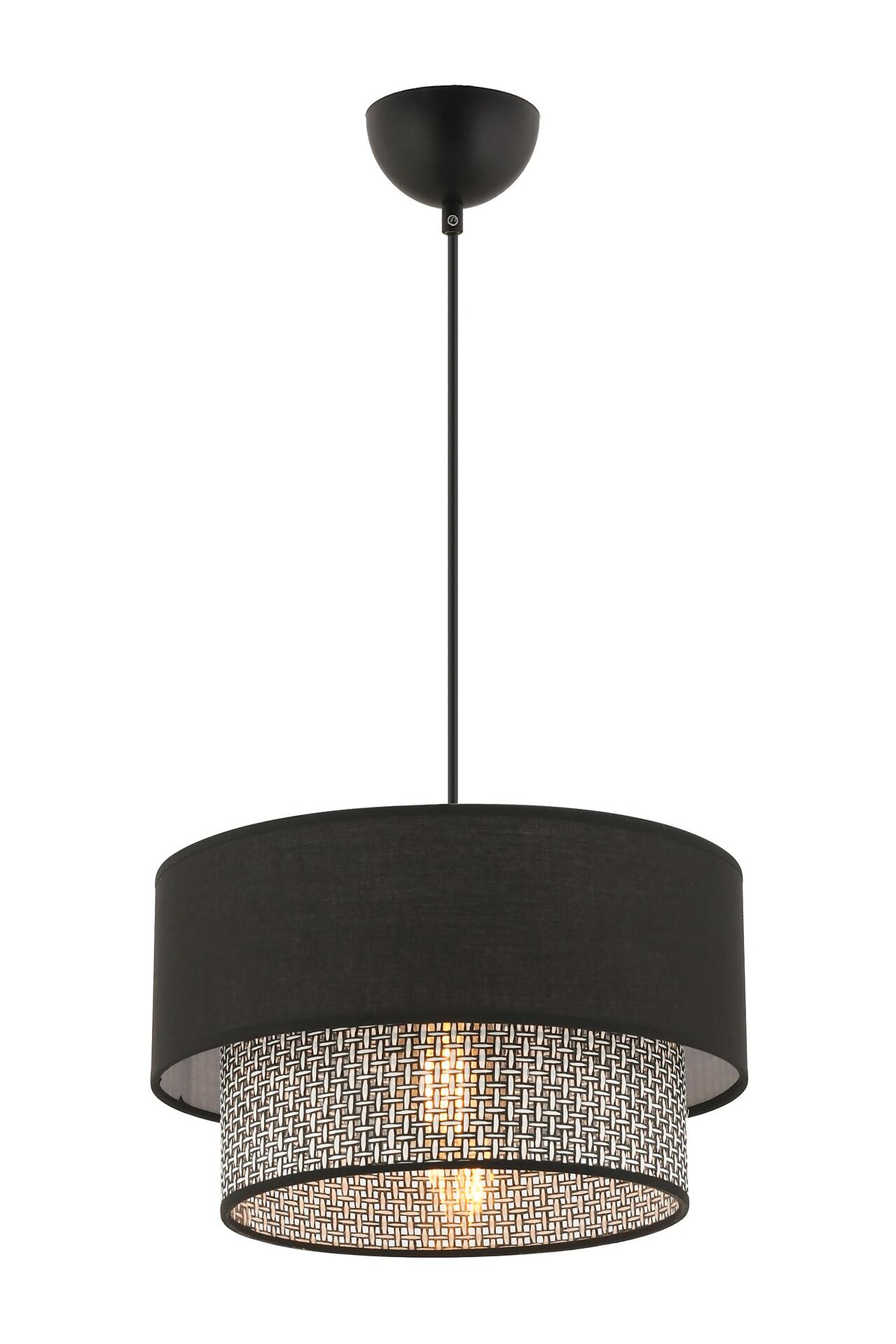 Opviq Pendelleuchte Echo grau schwarz Baumwolle B/H/T/L/D: ca. 30x65x30x30x30 cm E27 1 Brennstellen