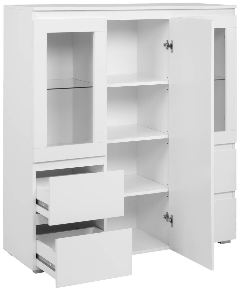 Highboard Capetown weiß weiß glänzend B/H/T: ca. 116x126x40 cm