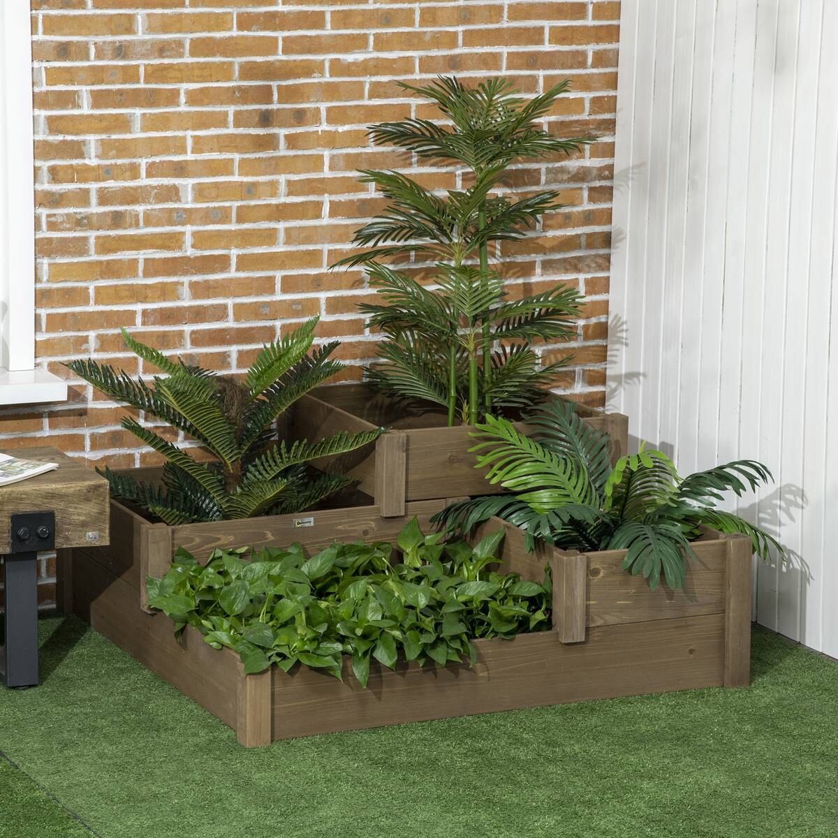 Outsunny Hochbeet braun B/H/L: ca. 122x51x122 cm