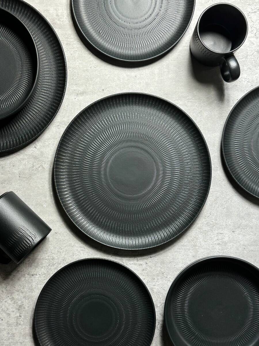 Kevoli  home Kombiservice schwarz Porzellan 2 tlg.