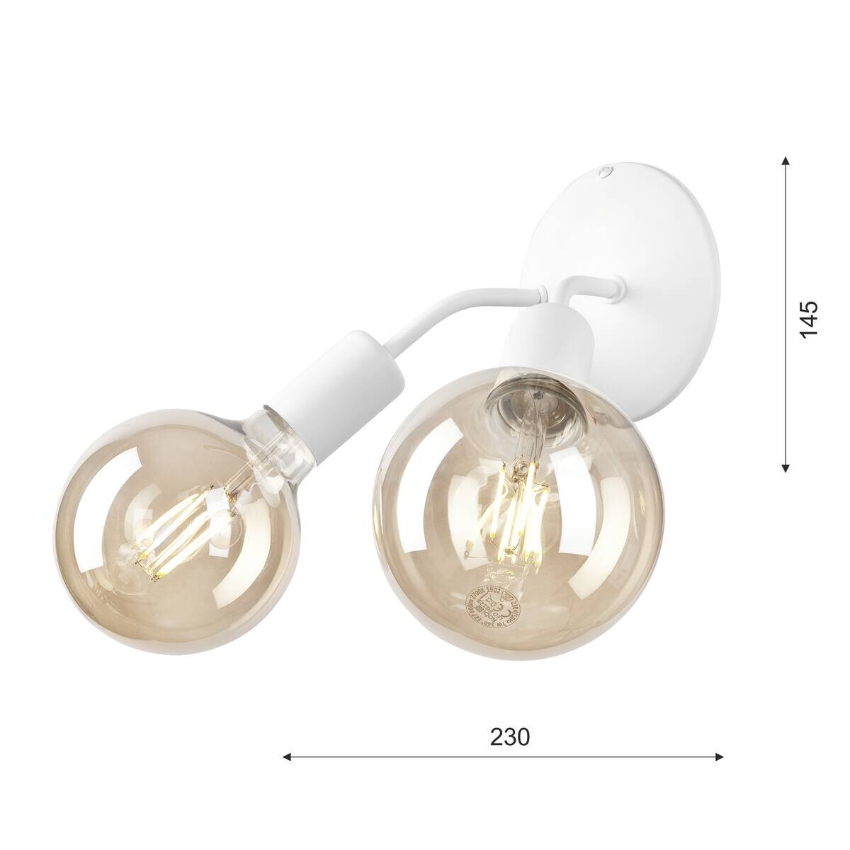 Lamkur Wandleuchte VIGGO 39398 weiß Stahl H/L: ca. 14,5x23 cm E27 2 Brennstellen