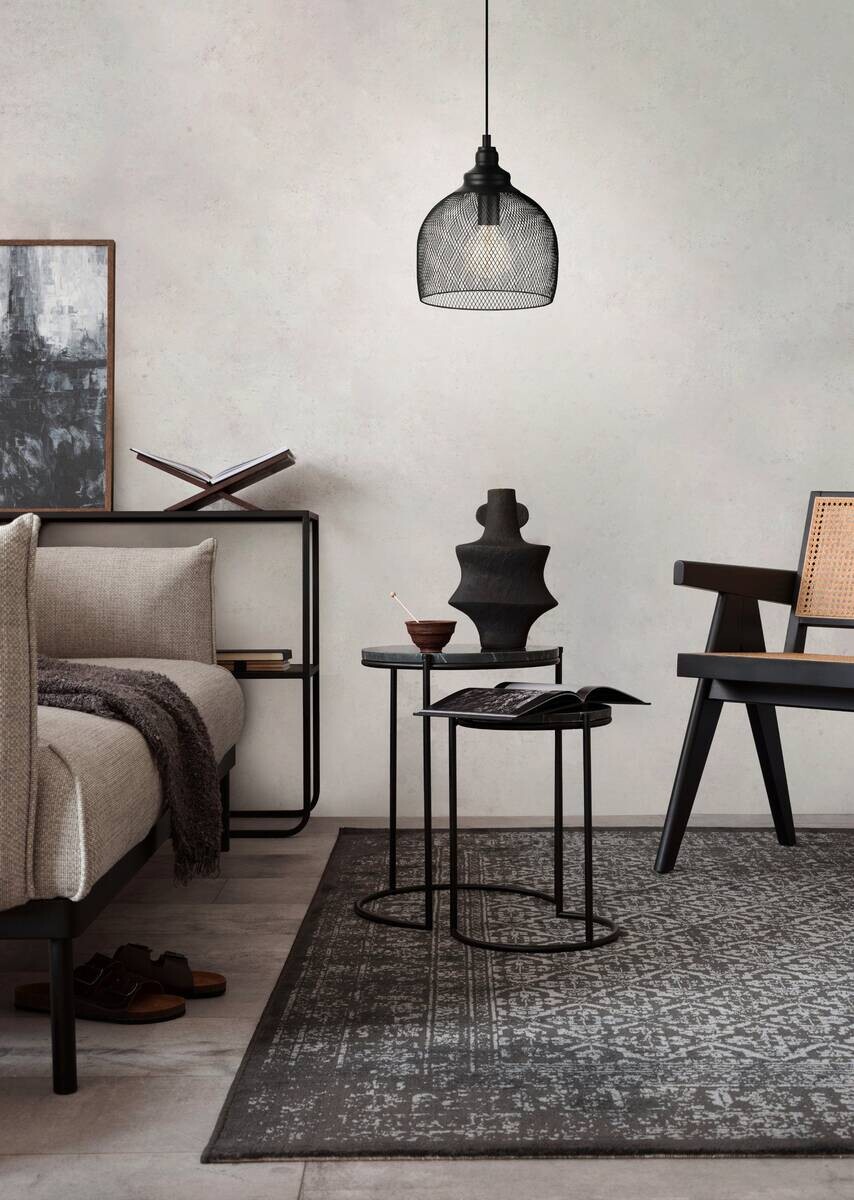 Eglo Pendelleuchte Straiton schwarz Metall B/H/L: ca. 28x110x28 cm E27 1 Brennstellen