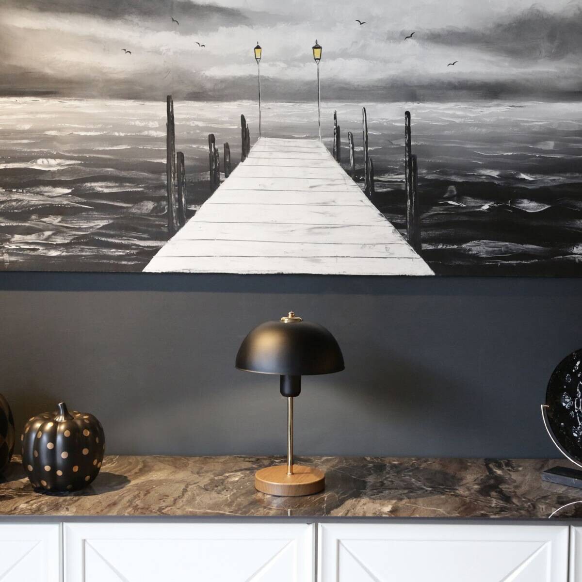 Opviq Tischleuchte schwarz Metall B/H/L: ca. 23x38x23 cm E27 1 Brennstellen