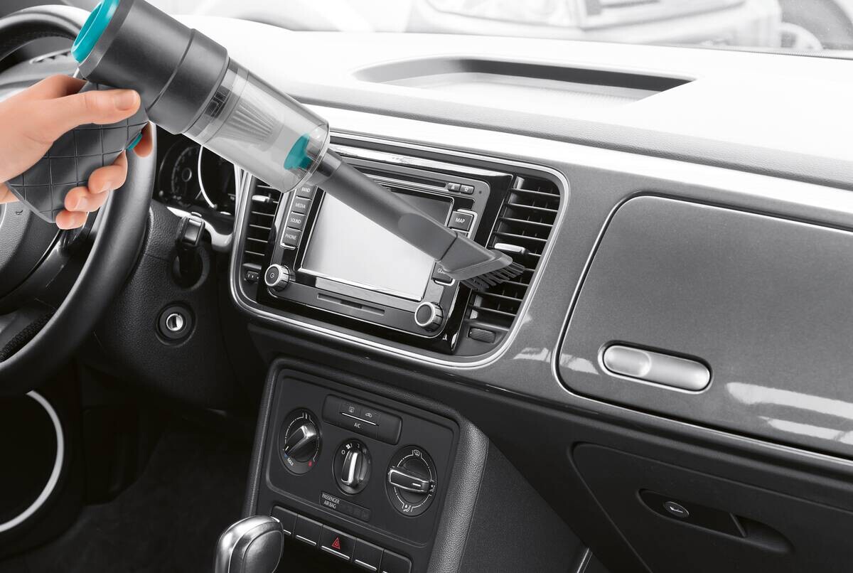 CLEANmaxx Akku-Handstaubsauger blau grau B/H/L: ca. 6,5x11,5x16 cm