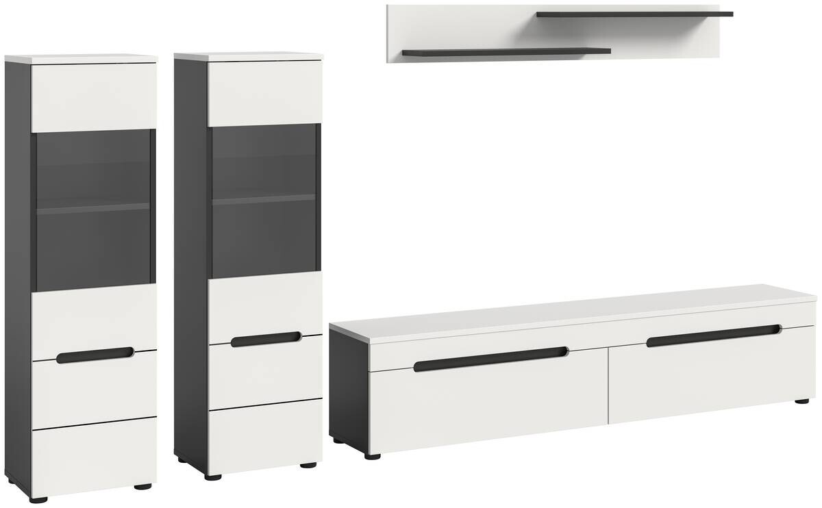 Wohnwand Canu basaltgrau weiß B/H/T: ca. 272x141x33 cm