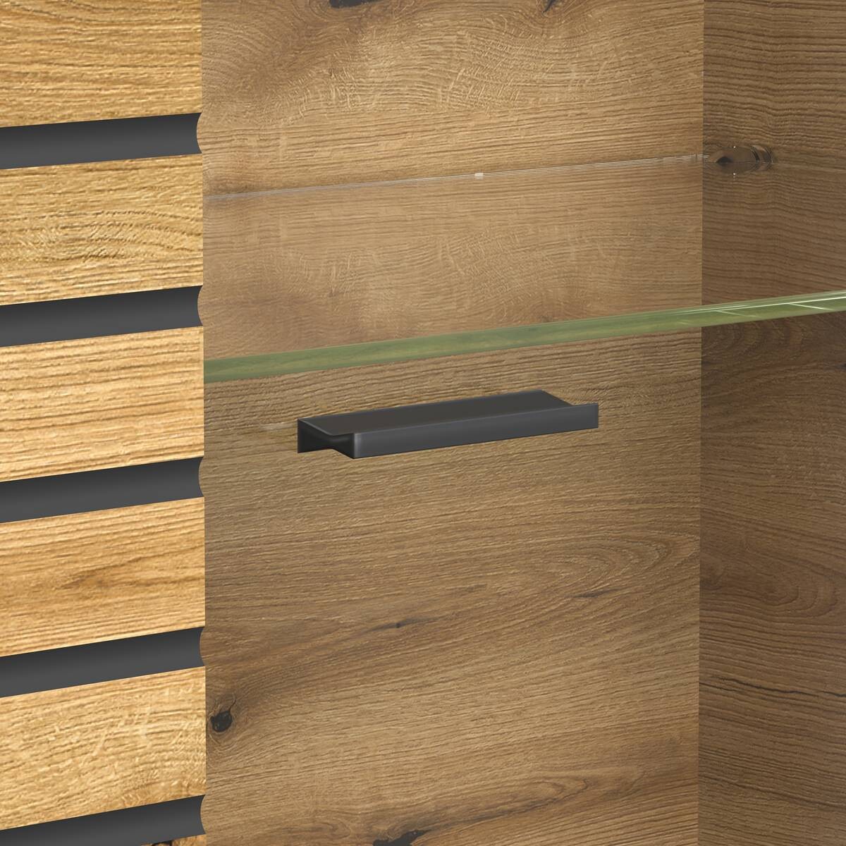 Vitrine Norris anthrazit Eiche Evoke Coast Nachbildung B/H/T: ca. 80x204x37 cm