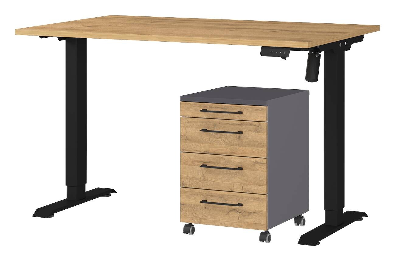 Büro-Sets 9748-582 Eiche Grand-Son Nachbildung schwarz Graphit B/H/T: ca. 177x119x80 cm Büro-Sets 9748-582 Eiche Grand-Son Nachbildung schwarz Graphit B/H/T: ca. 177x119x80 cm